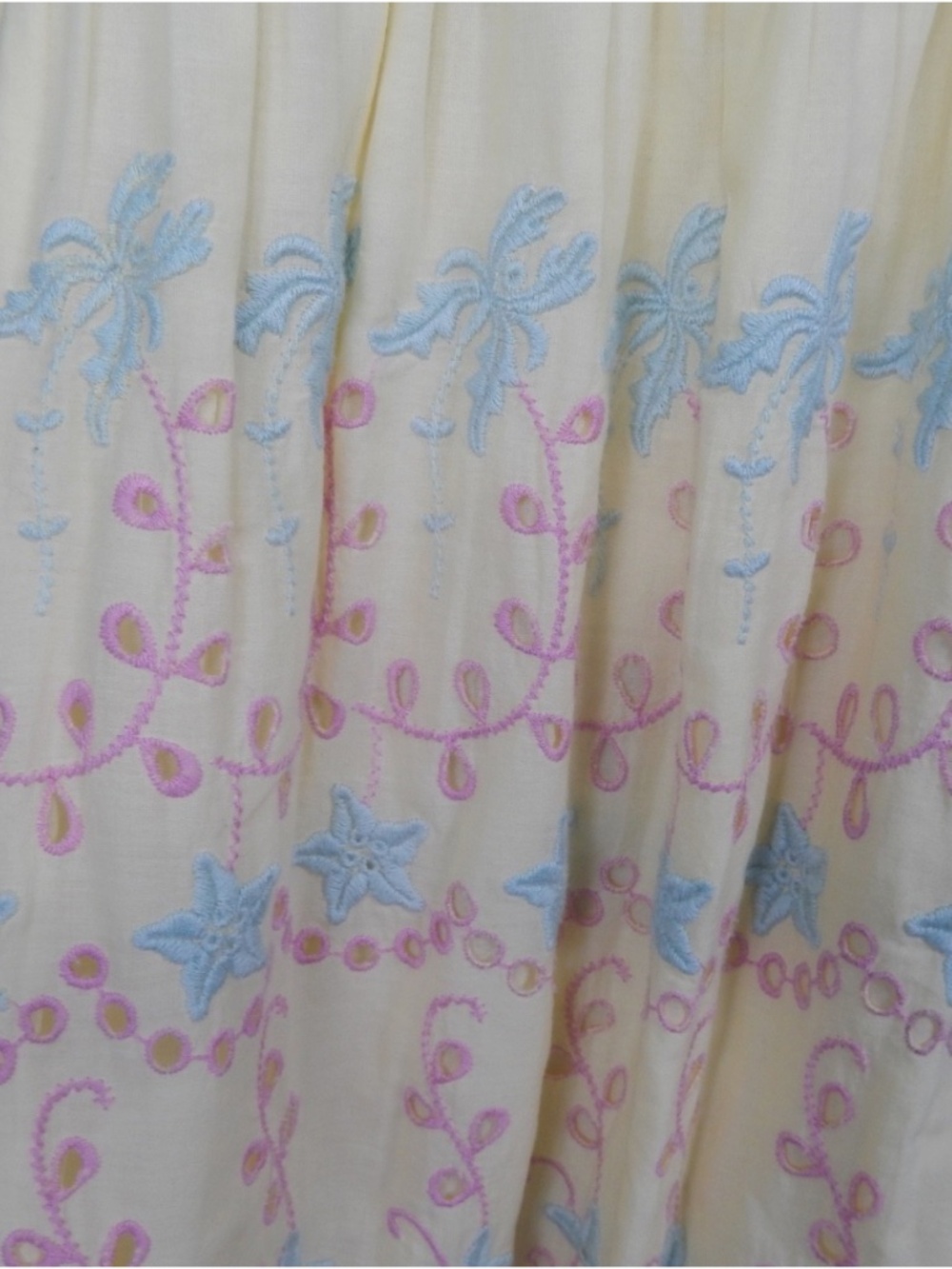 LoveShackFancy Freja Embroidered Yellow Lilac Romantic Victorian Cotton Dress 8 - Picture 6 of 8